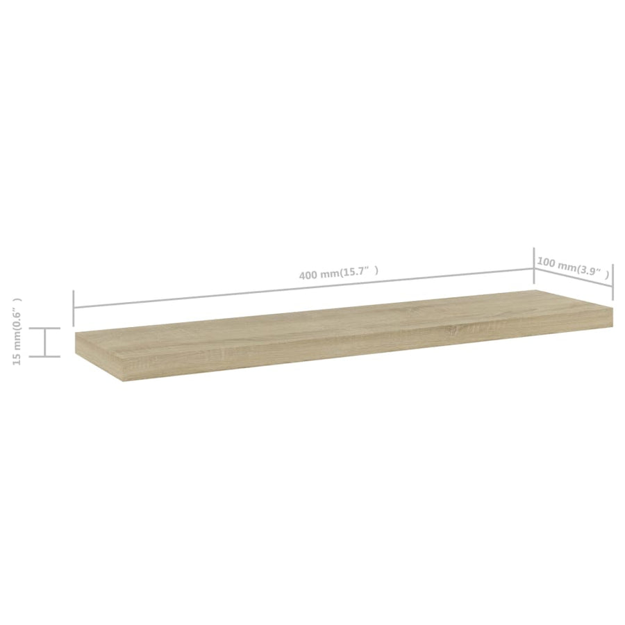 Wandschappen 0X10X1,5 Cm Spaanplaat Kleurig Sonoma Eiken 4 40 x 10 x 1.5 cm