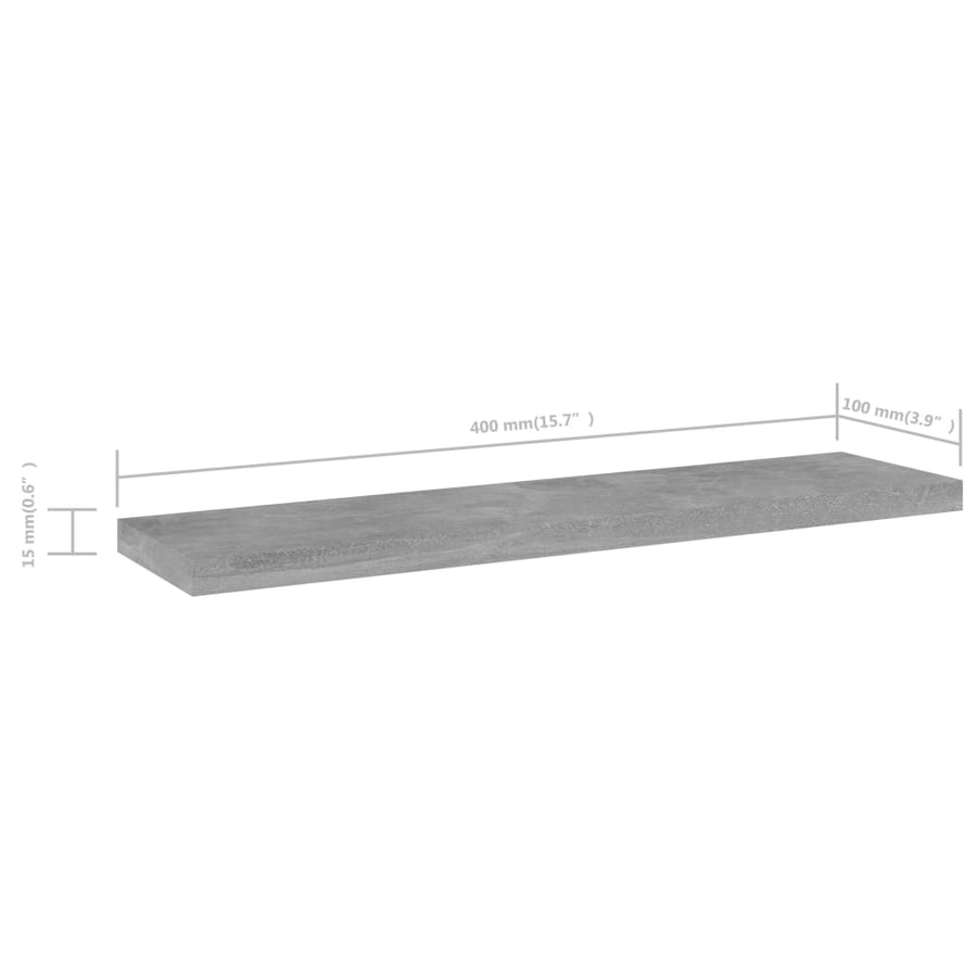 Wandschappen 0X10X1,5 Cm Spaanplaat Betongrijs 4 40 x 10 x 1.5 cm