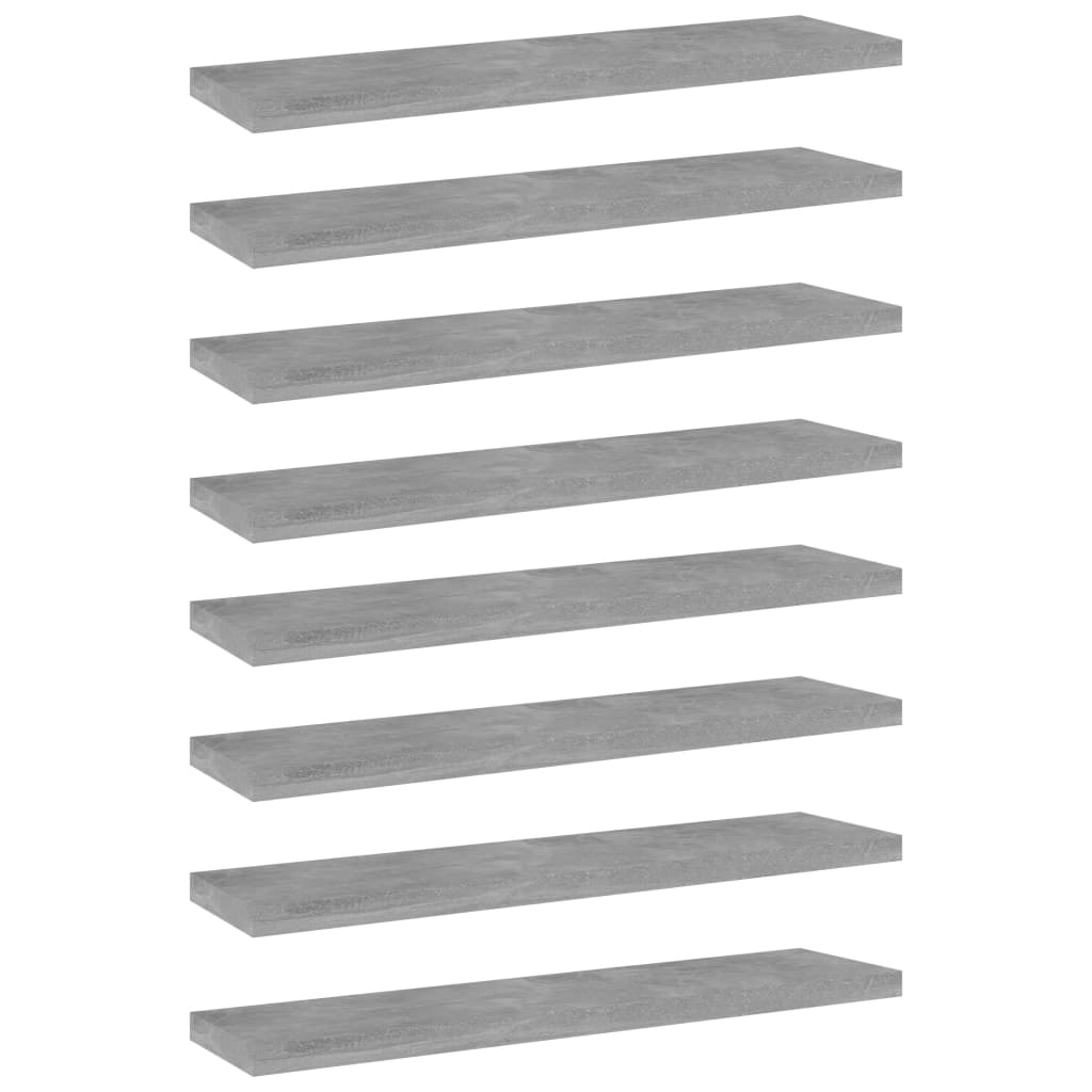 Wandschappen 8 st 40x10x1,5 cm spaanplaat betongrijs