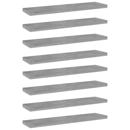 Wandschappen 8 st 40x10x1,5 cm spaanplaat betongrijs