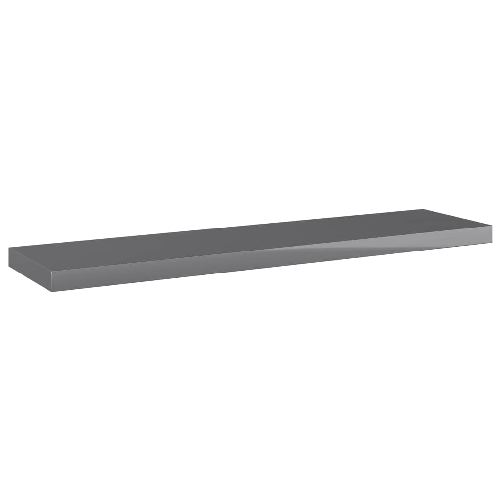 Wandschappen 4 st 40x10x1,5 cm spaanplaat hoogglans grijs