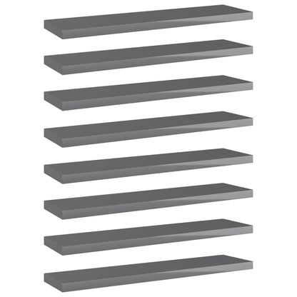 Wandschappen 8 st 40x10x1,5 cm spaanplaat hoogglans grijs