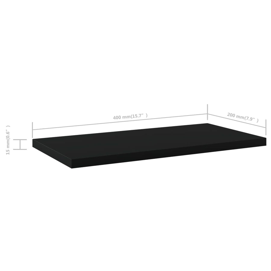Wandschappen 4 st 40x20x1,5 cm bewerkt hout zwart