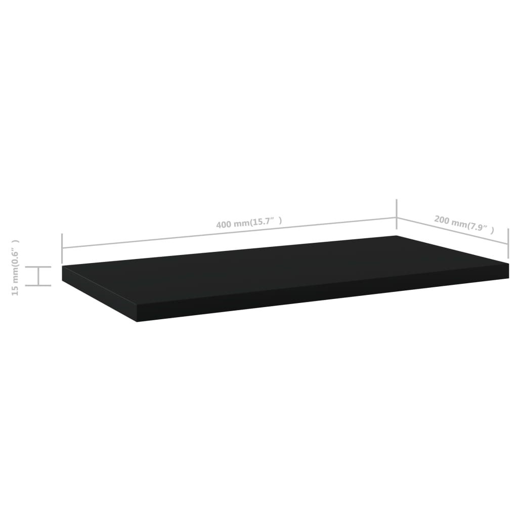 Wandschappen 8 st 40x20x1,5 cm spaanplaat zwart