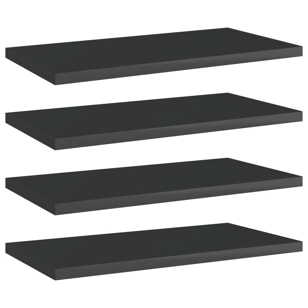 Wandschappen 4 st 40x20x1,5 cm spaanplaat hoogglans zwart