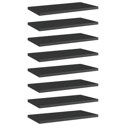 Wandschappen 8 st 40x20x1,5 cm spaanplaat hoogglans zwart