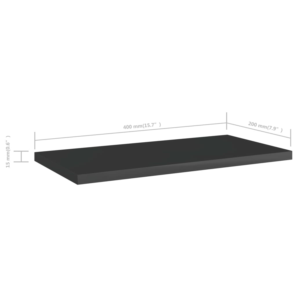 Wandschappen 8 st 40x20x1,5 cm spaanplaat hoogglans zwart