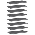 Wandschappen 8 st 40x20x1,5 cm spaanplaat hoogglans grijs