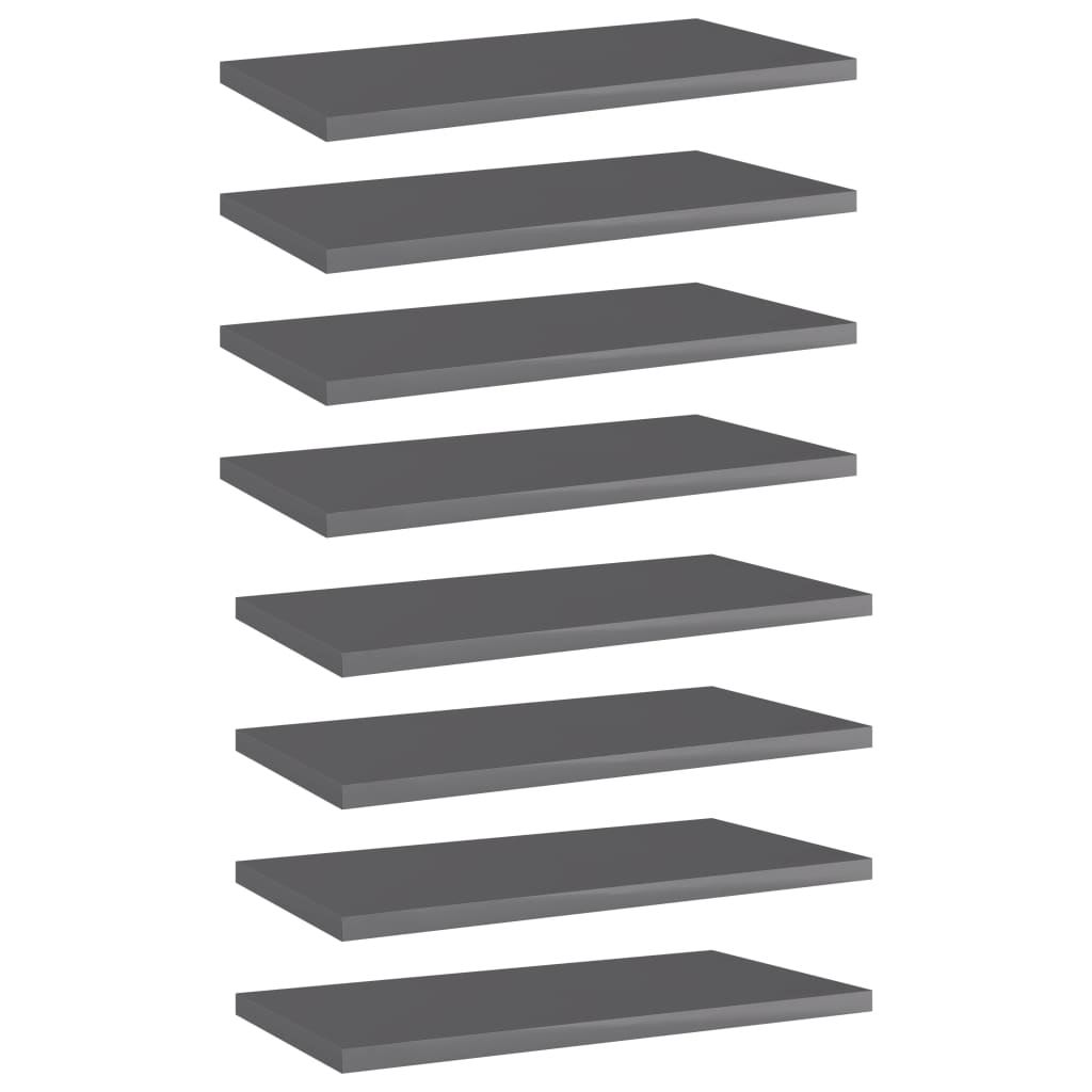 Wandschappen 8 st 40x20x1,5 cm spaanplaat hoogglans grijs