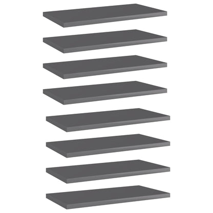 Wandschappen 8 st 40x20x1,5 cm spaanplaat hoogglans grijs