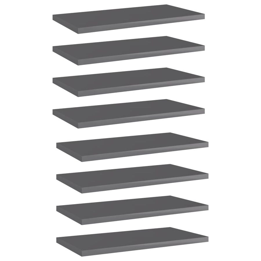 Wandschappen 8 st 40x20x1,5 cm spaanplaat hoogglans grijs