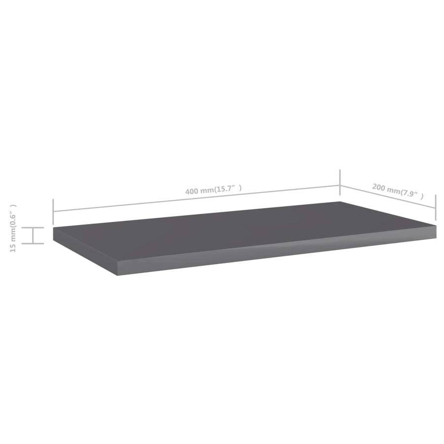 Wandschappen 8 st 40x20x1,5 cm spaanplaat hoogglans grijs