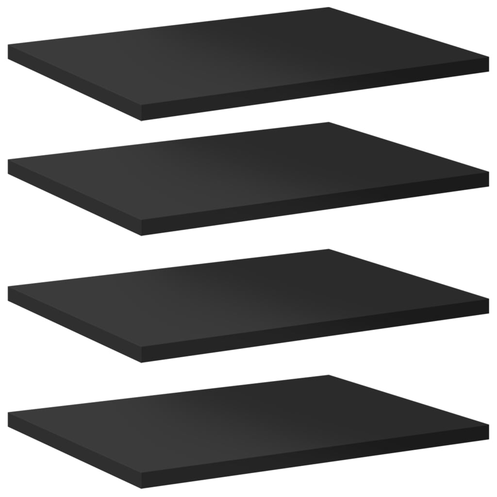 Wandschappen 4 st 40x30x1,5 cm spaanplaat hoogglans zwart