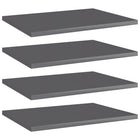 Wandschappen 4 st 40x30x1,5 cm spaanplaat hoogglans grijs