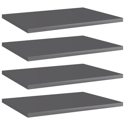 Wandschappen 4 St 40X30X1,5 Cm Spaanplaat Hoogglans Grijs Hoogglans Grijs 4