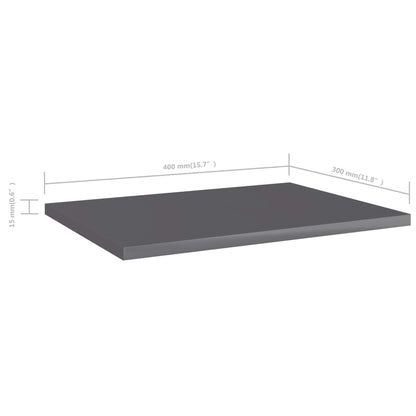 Wandschappen 4 St 40X30X1,5 Cm Spaanplaat Hoogglans Grijs Hoogglans Grijs 4