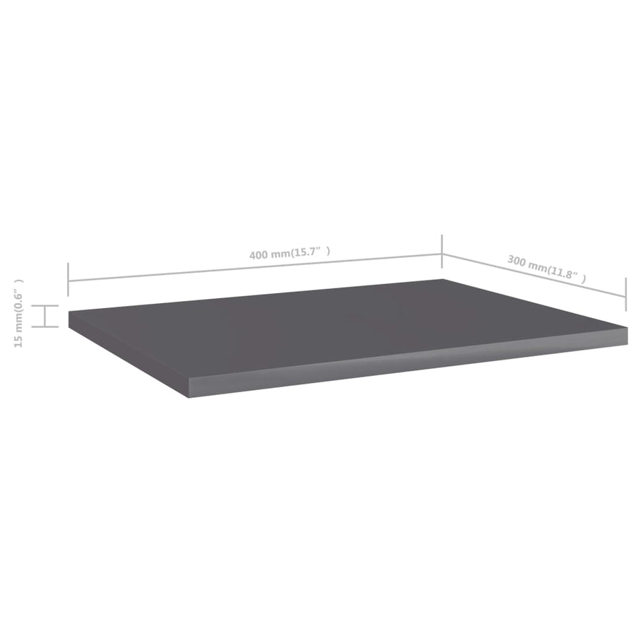 Wandschappen 4 St 40X30X1,5 Cm Spaanplaat Hoogglans Grijs Hoogglans Grijs 4