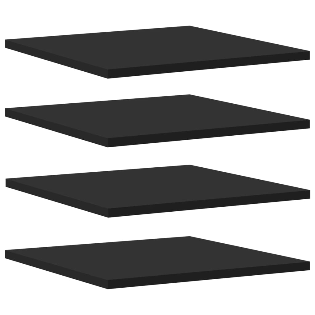Wandschappen 4 st 40x40x1,5 cm spaanplaat zwart