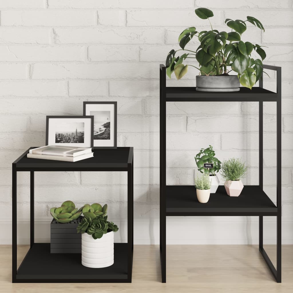 Wandschappen 4 st 40x40x1,5 cm spaanplaat zwart