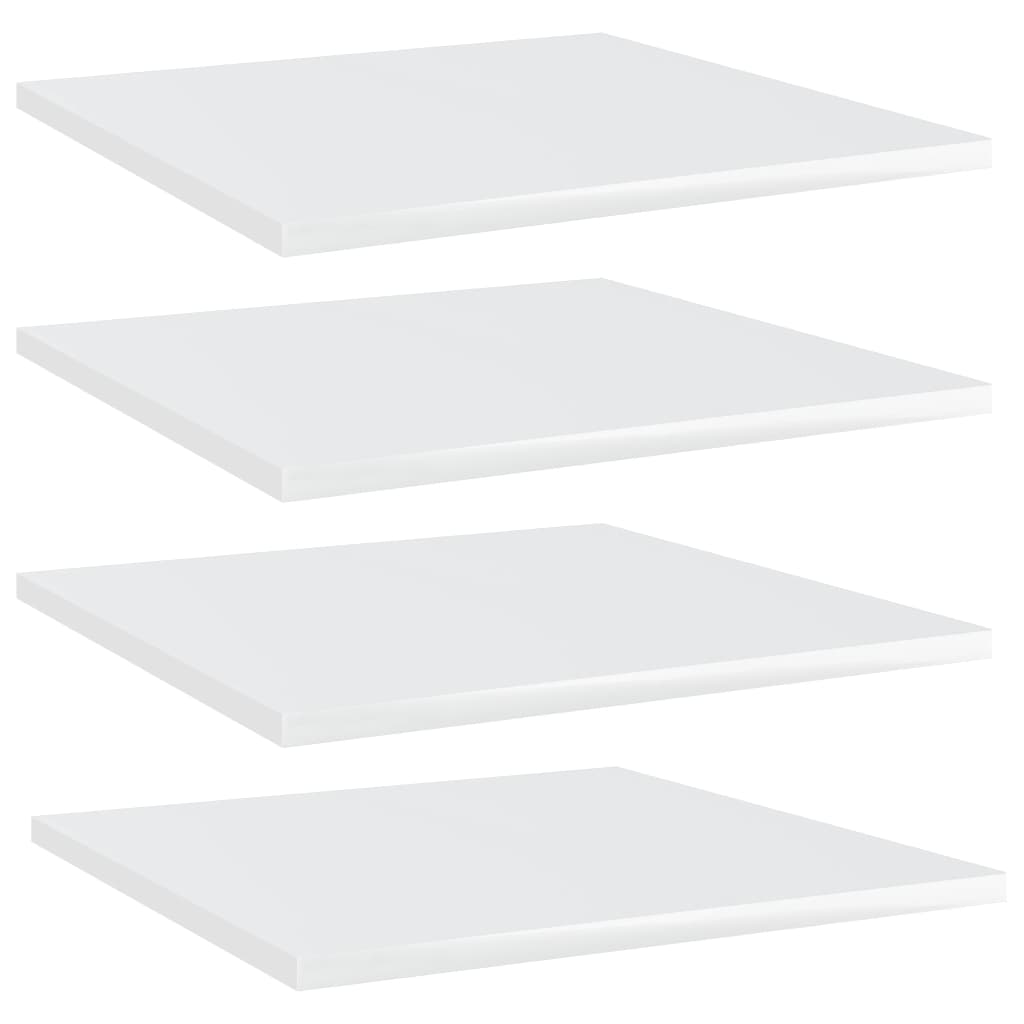Wandschappen 4 st 40x40x1,5 cm bewerkt hout hoogglans wit