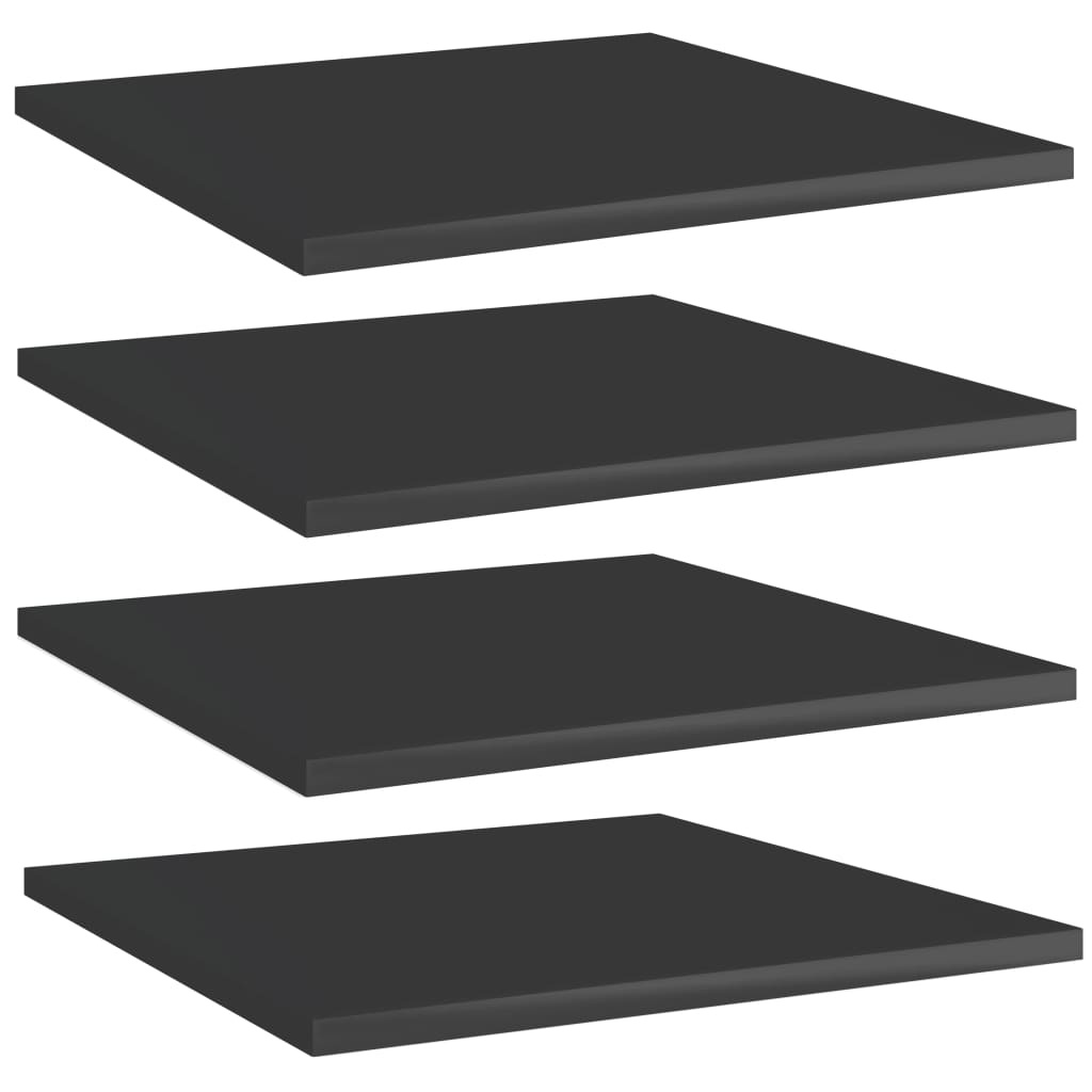 Wandschappen 4 st 40x40x1,5 cm spaanplaat hoogglans zwart