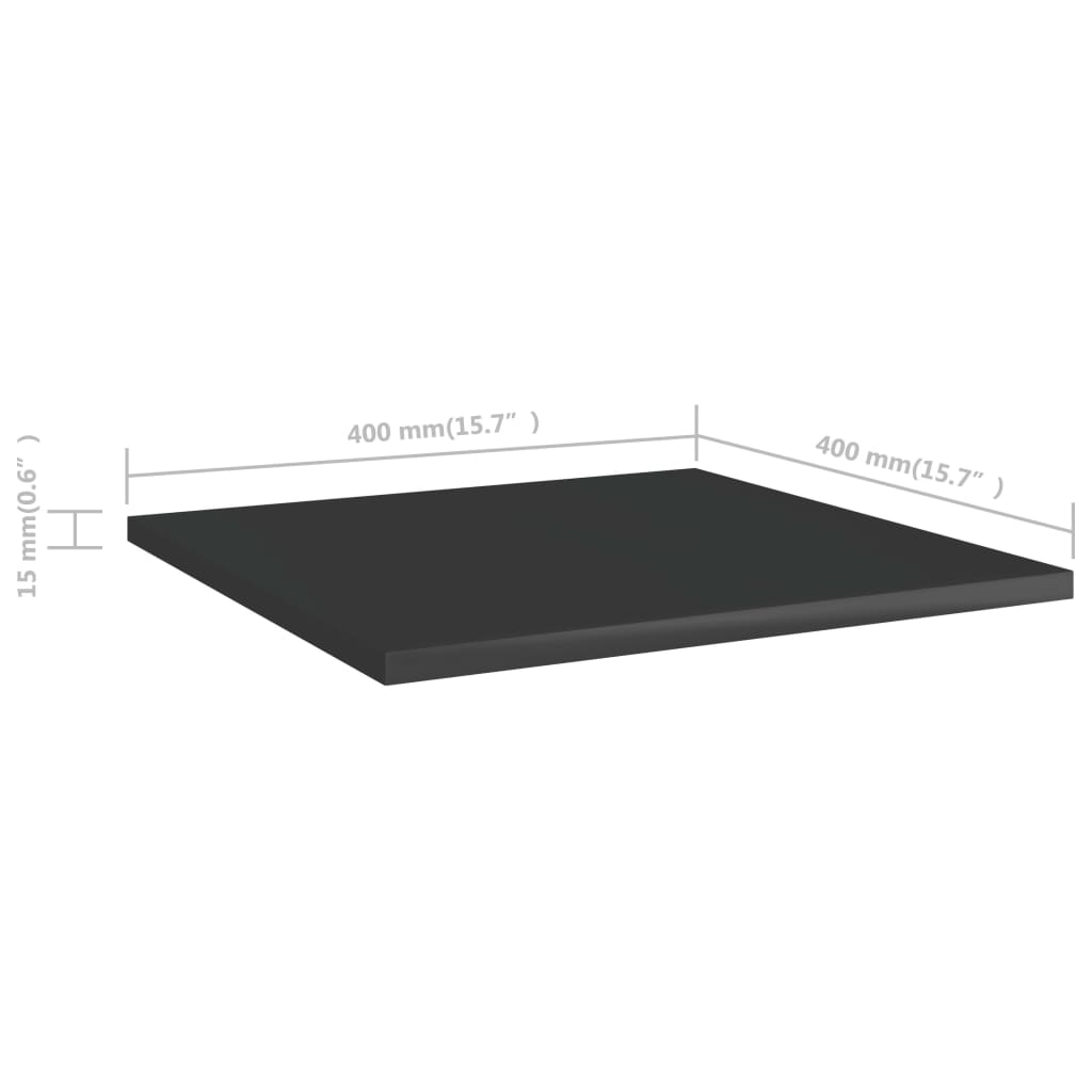 Wandschappen 4 st 40x40x1,5 cm spaanplaat hoogglans zwart