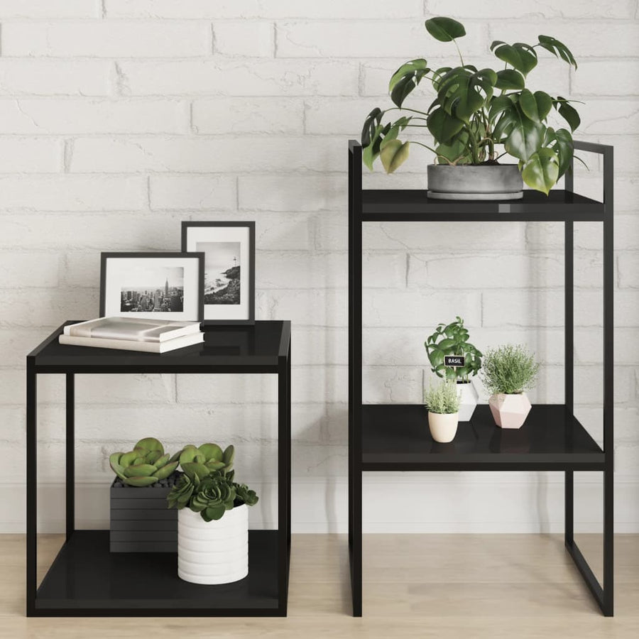 Wandschappen 8 st 40x40x1,5 cm bewerkt hout hoogglans zwart
