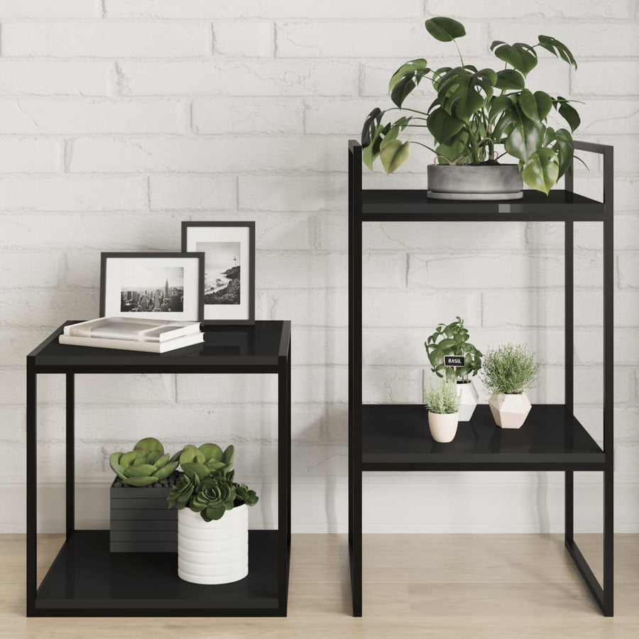Wandschappen 8 st 40x40x1,5 cm bewerkt hout hoogglans zwart