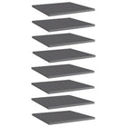Wandschappen 8 st 40x40x1,5 cm spaanplaat hoogglans grijs
