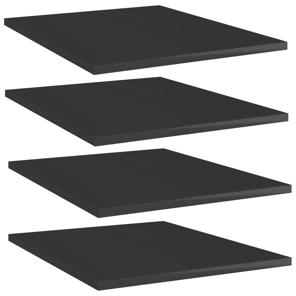 Wandschappen 4 st 40x50x1,5 cm spaanplaat hoogglans zwart