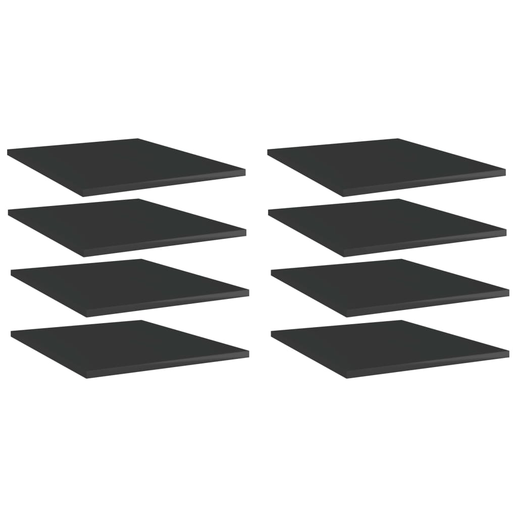 Wandschappen 8 st 40x50x1,5 cm bewerkt hout hoogglans zwart