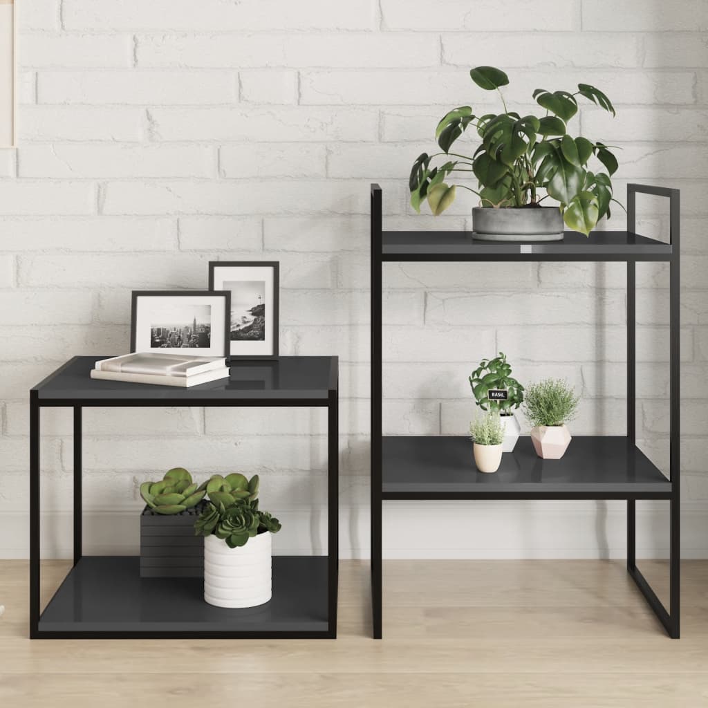 Wandschappen 4 st 40x50x1,5 cm spaanplaat hoogglans grijs