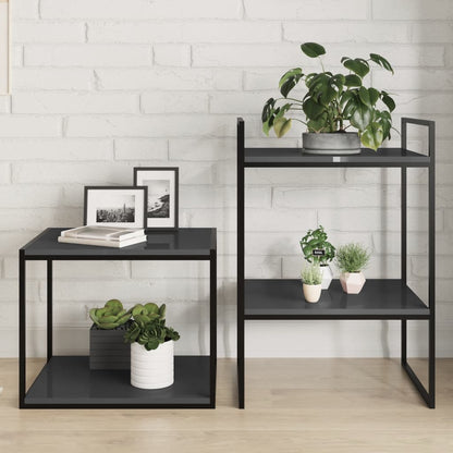 Wandschappen 4 st 40x50x1,5 cm spaanplaat hoogglans grijs