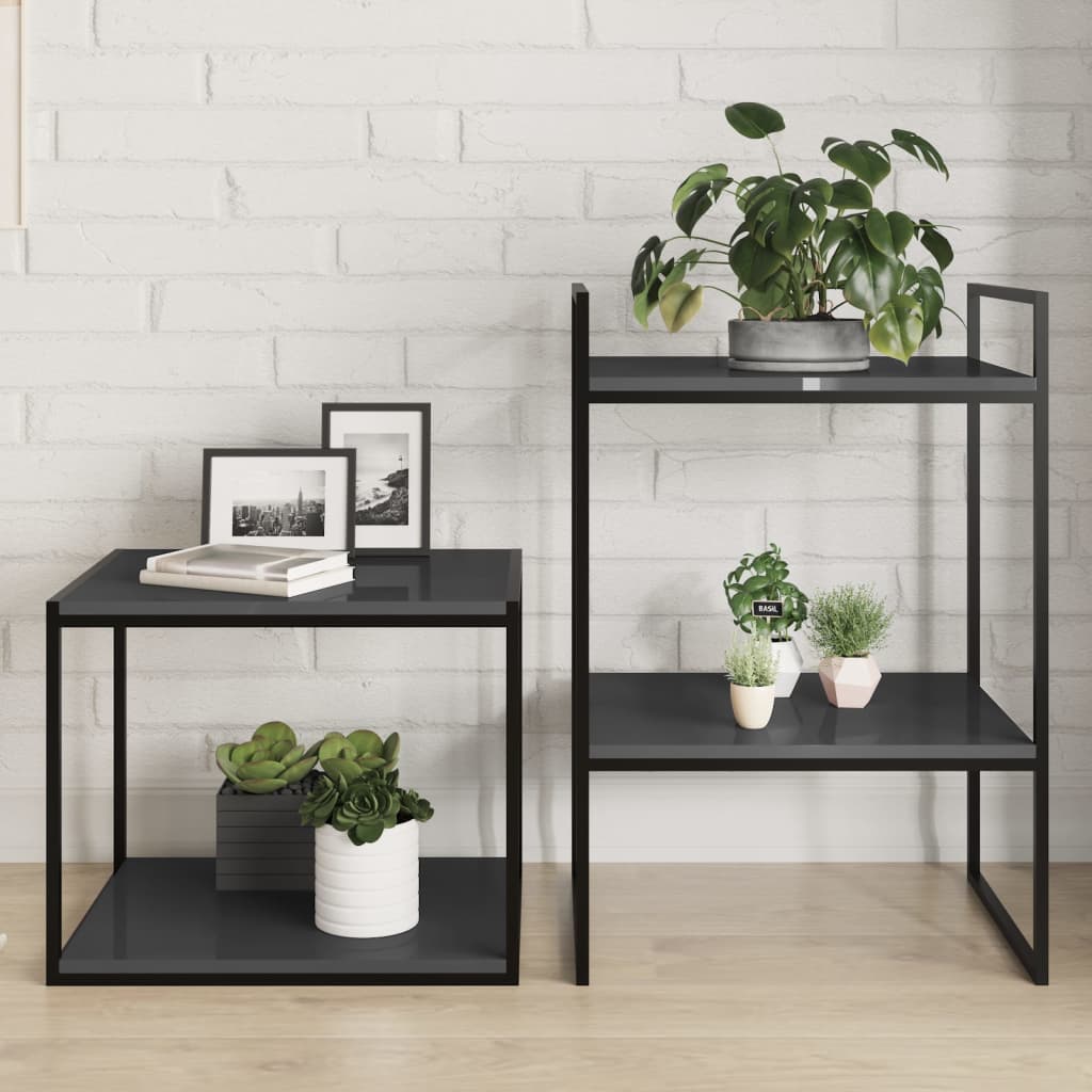 Wandschappen 4 st 40x50x1,5 cm spaanplaat hoogglans grijs