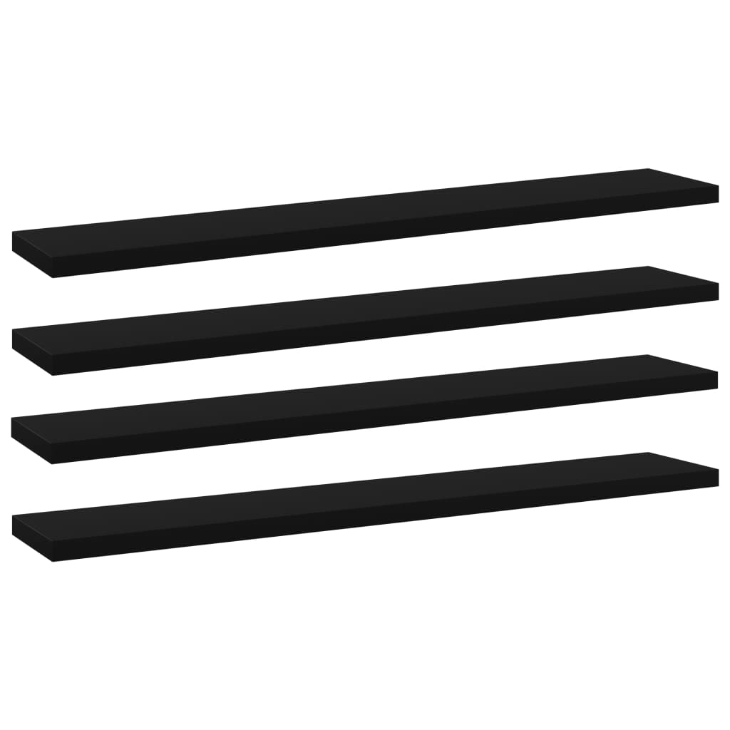 Wandschappen 4 st 60x10x1,5 cm spaanplaat zwart