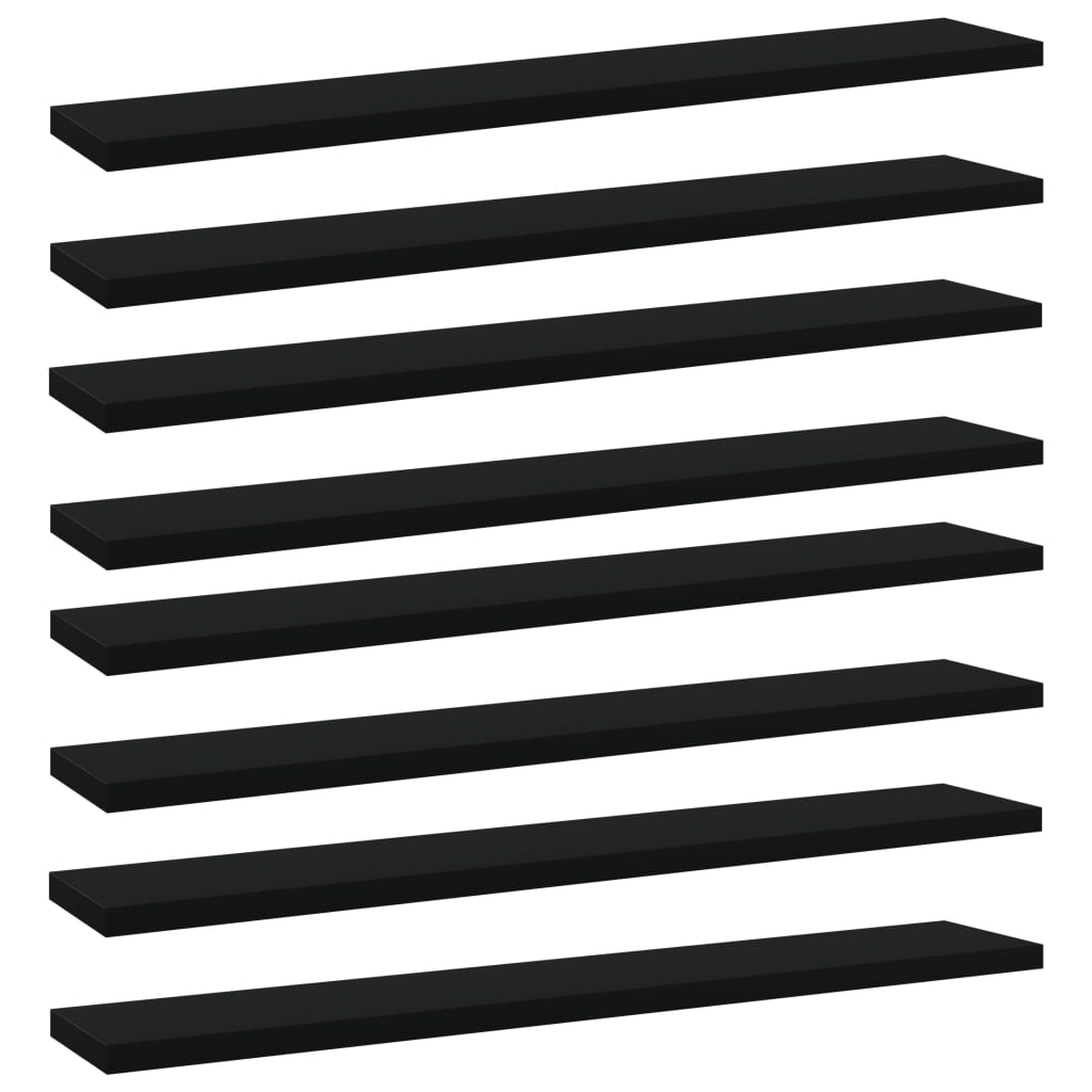Wandschappen 8 st 60x10x1,5 cm spaanplaat zwart