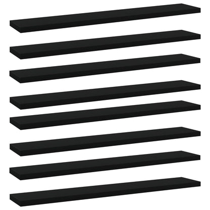 Wandschappen 8 st 60x10x1,5 cm spaanplaat zwart