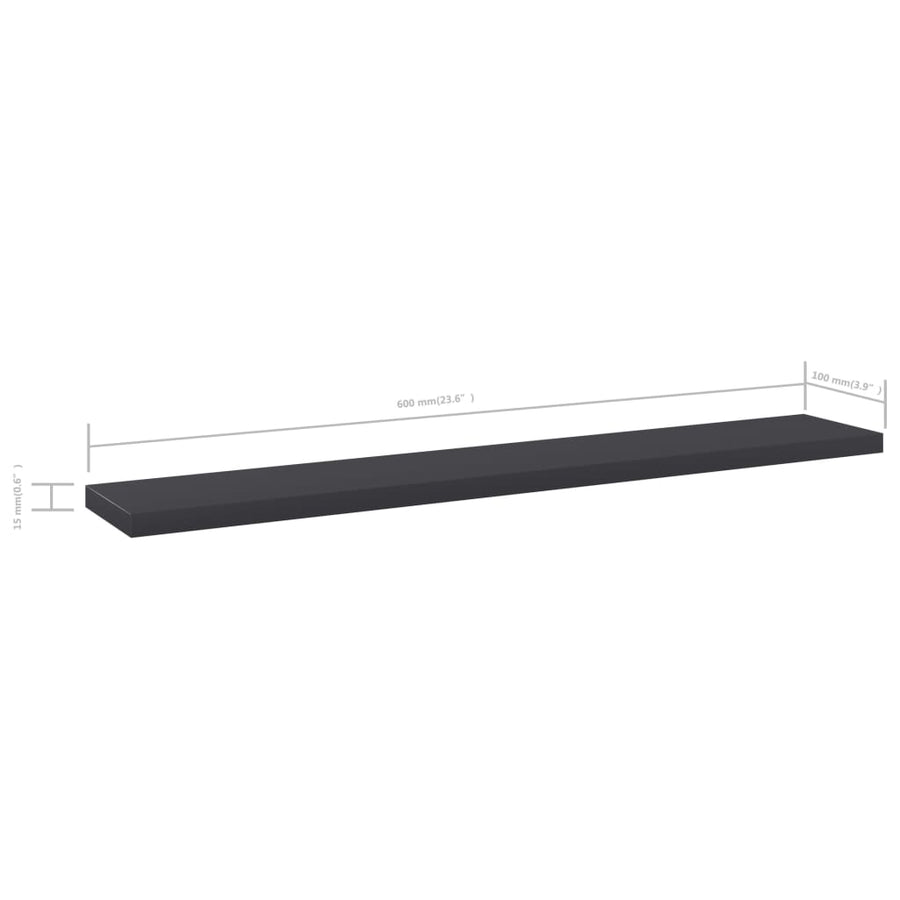 Wandschappen 4 st 60x10x1,5 cm spaanplaat grijs