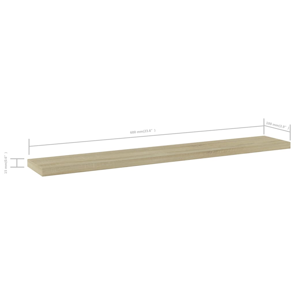 Wandschappen 60X10X1,5 Cm Spaanplaat Kleurig Sonoma Eiken 4 60 x 10 x 1.5 cm