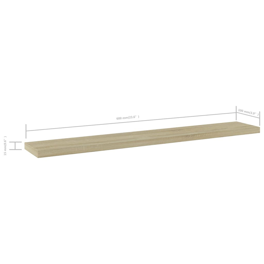Wandschappen 60X10X1,5 Cm Spaanplaat Kleurig Sonoma Eiken 4 60 x 10 x 1.5 cm