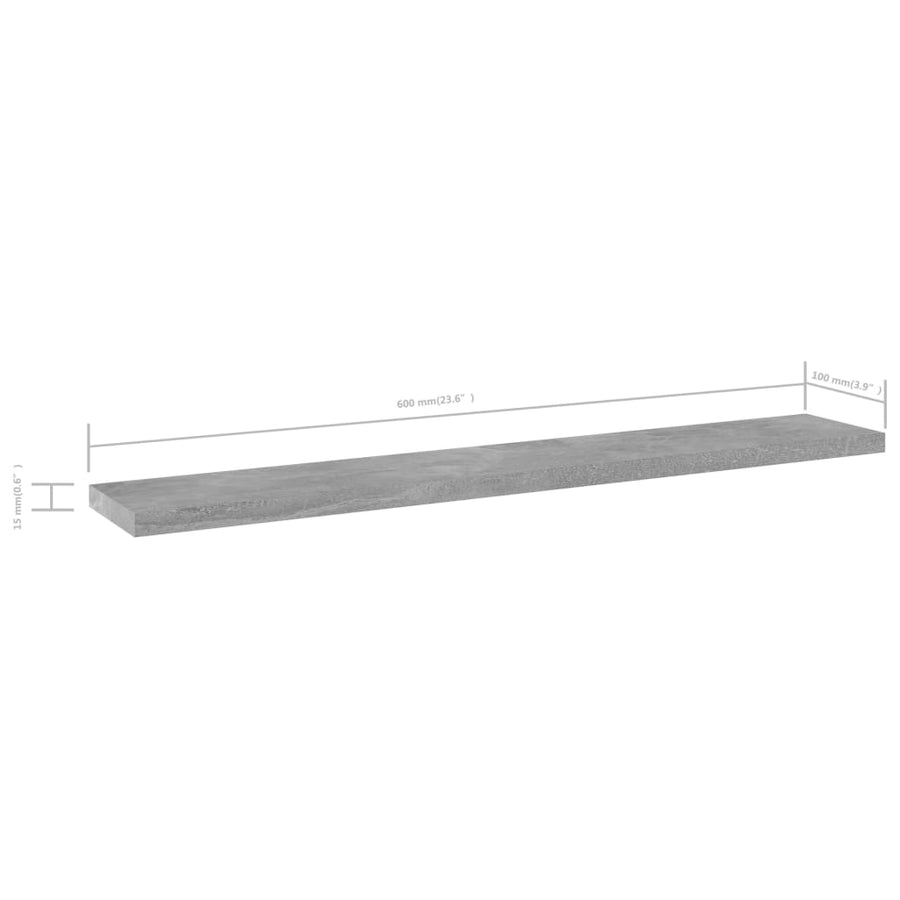 Wandschappen 60X10X1,5 Cm Spaanplaat Betongrijs 4 60 x 10 x 1.5 cm