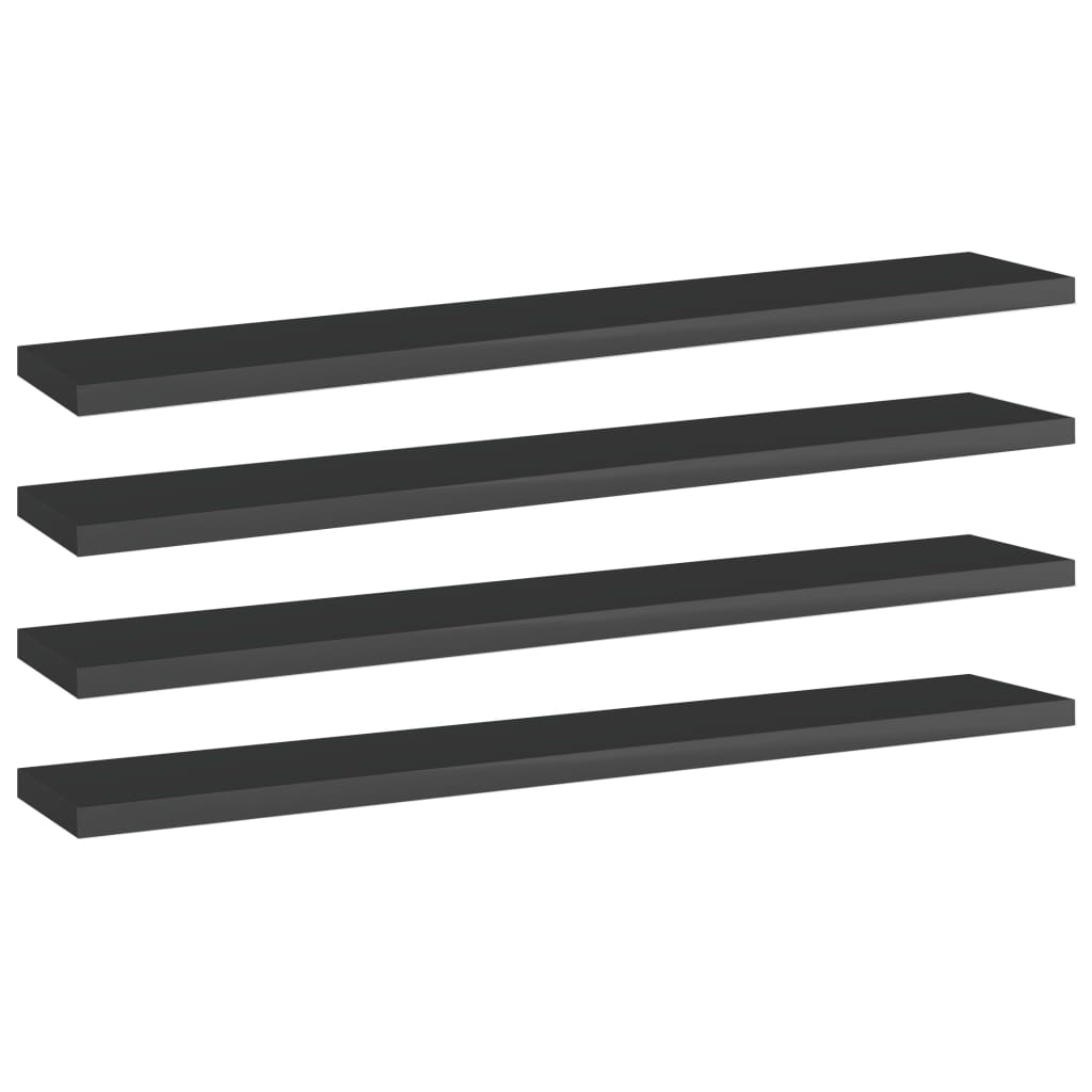 Wandschappen 4 st 60x10x1,5 cm spaanplaat hoogglans zwart