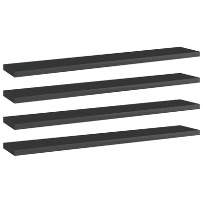 Wandschappen 4 st 60x10x1,5 cm spaanplaat hoogglans zwart