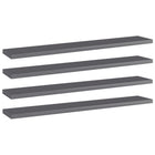 Wandschappen 4 st 60x10x1,5 cm spaanplaat hoogglans grijs