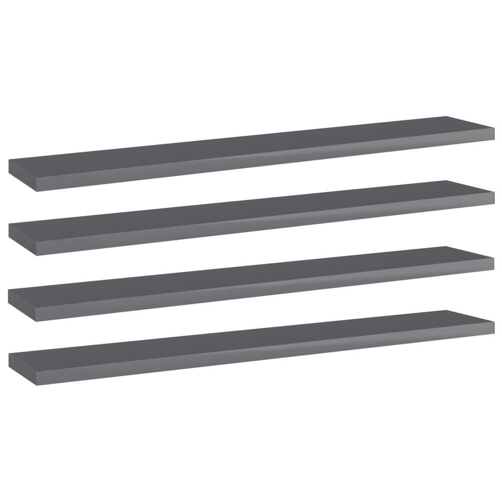 Wandschappen 4 St 60X10X1,5 Cm Spaanplaat Hoogglans Grijs Hoogglans Grijs 4