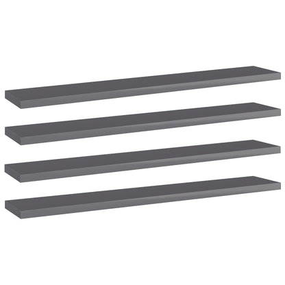 Wandschappen 4 St 60X10X1,5 Cm Spaanplaat Hoogglans Grijs Hoogglans Grijs 4
