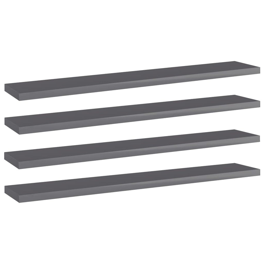 Wandschappen 4 St 60X10X1,5 Cm Spaanplaat Hoogglans Grijs Hoogglans Grijs 4
