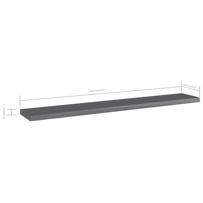 Wandschappen 4 St 60X10X1,5 Cm Spaanplaat Hoogglans Grijs Hoogglans Grijs 4