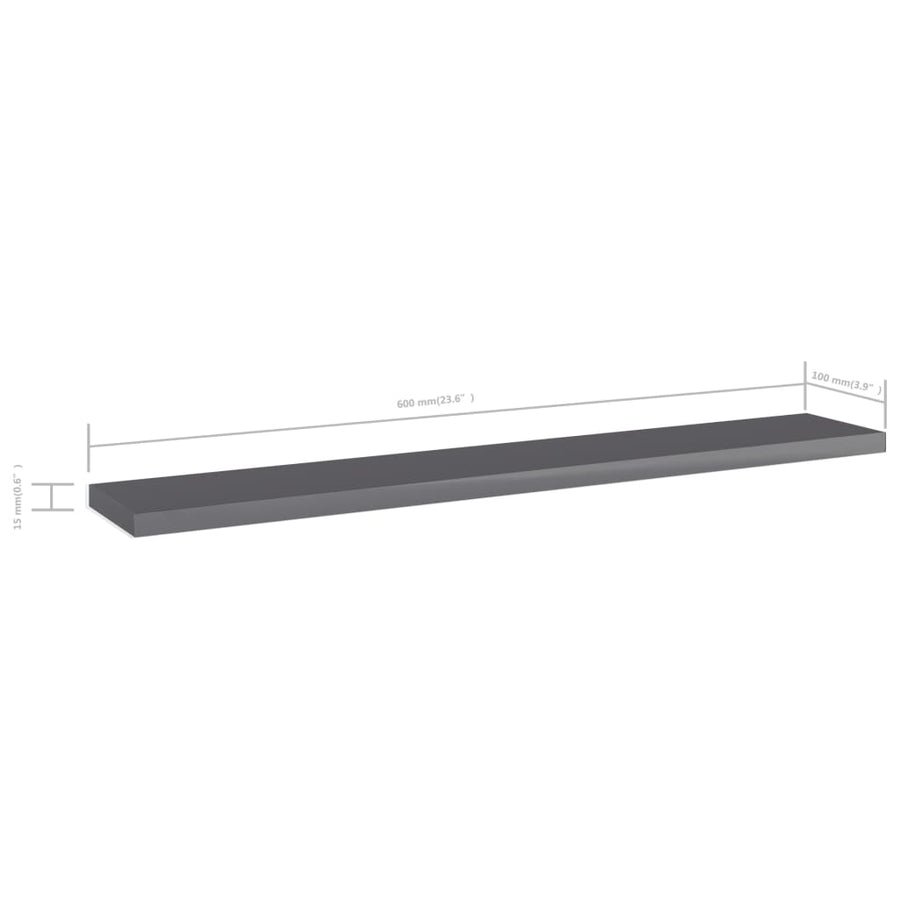 Wandschappen 4 St 60X10X1,5 Cm Spaanplaat Hoogglans Grijs Hoogglans Grijs 4