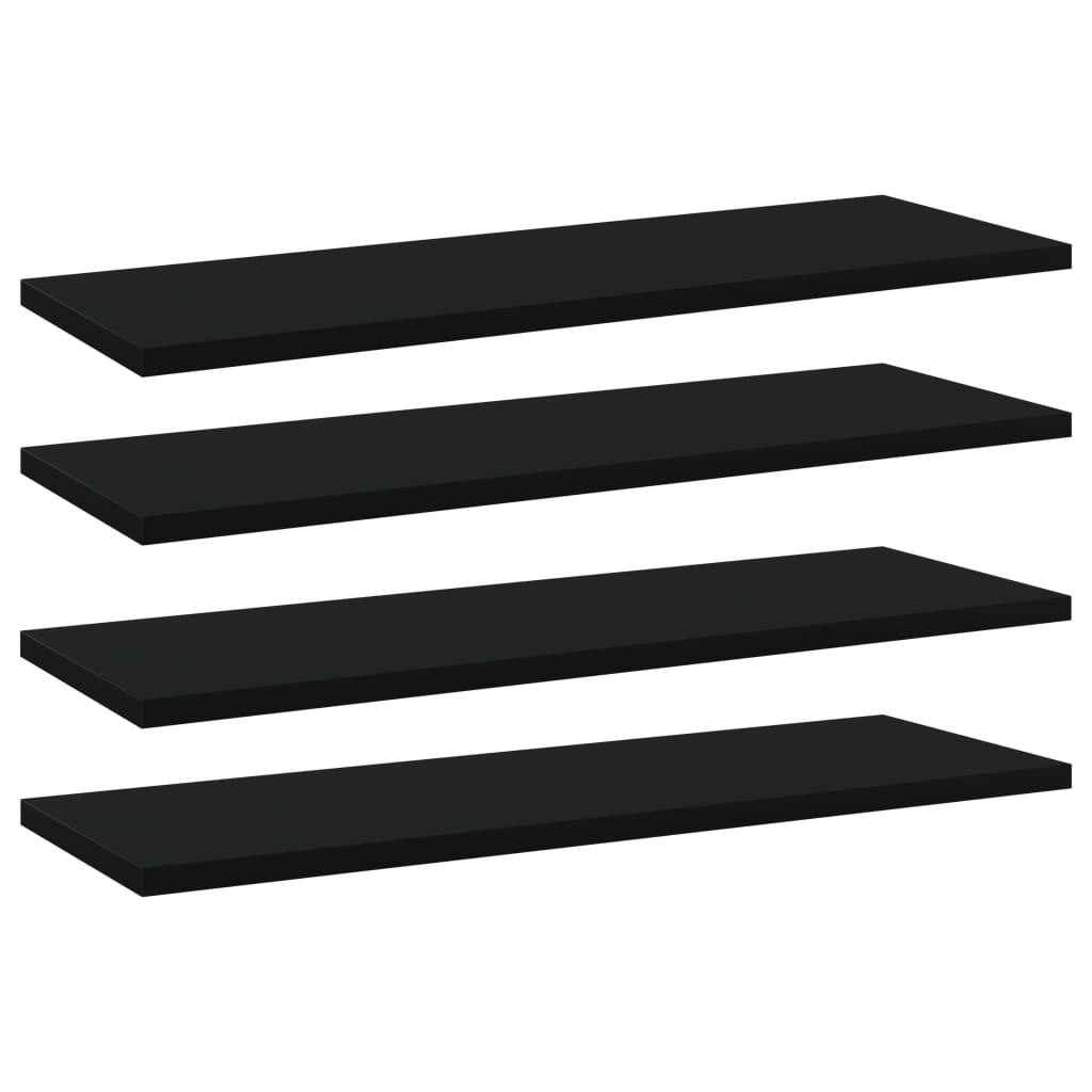 Wandschappen 4 st 60x20x1,5 cm spaanplaat zwart